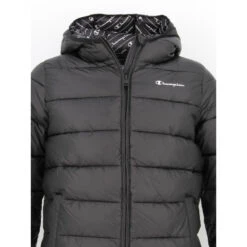 Doudoune à Capuche Uni Noir Enfant - Champion -ChicFit Boutique doudoune a capuche uni noir enfant champion 2