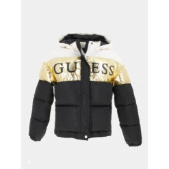 Doudoune Hooded Padded Doré Noir Fille - Guess