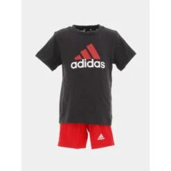 Ensemble Short T-shirt Big Logo Rouge Noir Enfant - Adidas