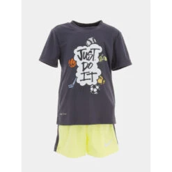 Ensemble Short T-shirt Sport Blocked Jaune Gris Enfant - Nike