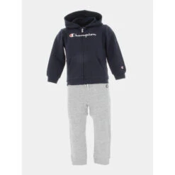Ensemble Survêtement Sweat Zippé Gris Bleu Enfant - Champion