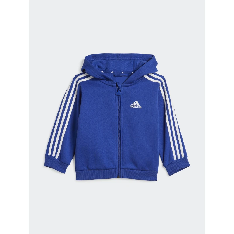 Ensemble Survêtement Veste Zippé 3S Bleu Gris Enfant - Adidas 2 Ensemble Survêtement Veste Zippé 3S Bleu Gris Enfant - Adidas – Image 2