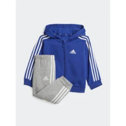 Ensemble Survêtement Veste Zippé 3S Bleu Gris Enfant - Adidas