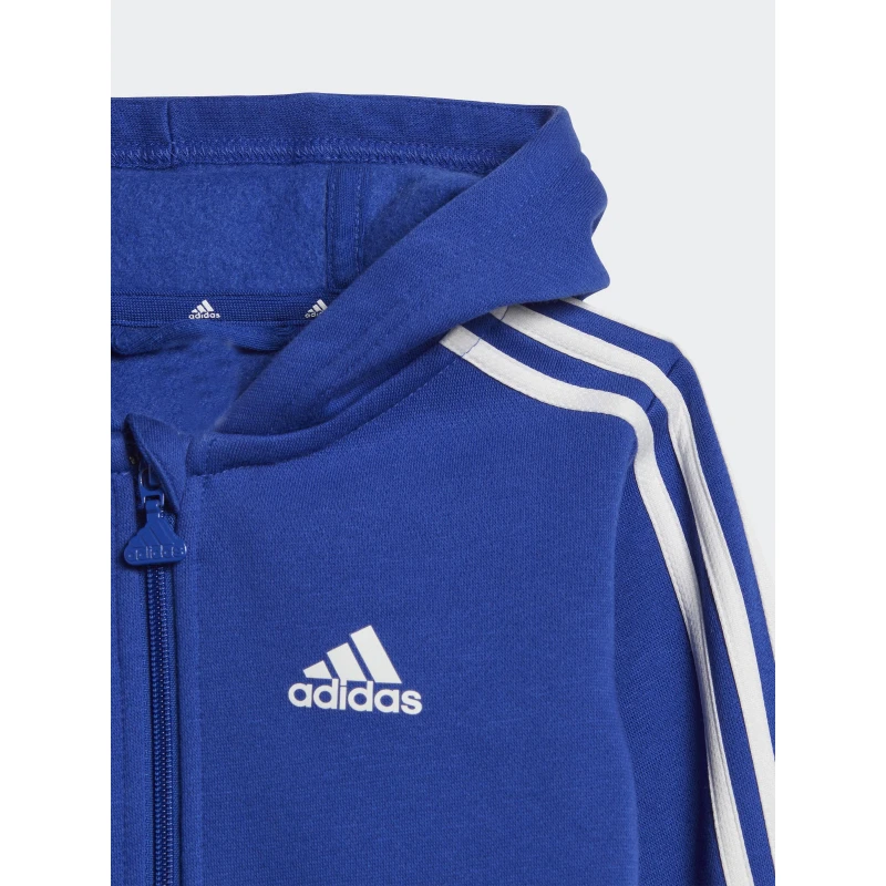 Ensemble Survêtement Veste Zippé 3S Bleu Gris Enfant - Adidas 4 Ensemble Survêtement Veste Zippé 3S Bleu Gris Enfant - Adidas – Image 4