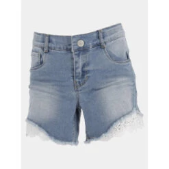 Short En Jean Dentelle Salli Bleu Fille - Name It