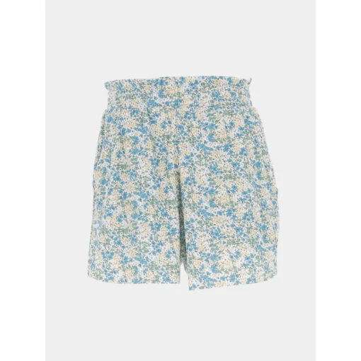 Short Fluide à Fleurs Oxagi Bleu Jaune Fille - Le Temps Des Cerises -ChicFit Boutique short fluide a fleurs oxagi bleu jaune fille le temps des cerises
