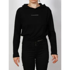 Swaet à Capuche Crop Noir Fille - Le Temps Des Cerises