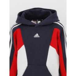 Sweat à Capuche 3S Colorblock Tricolore Bleu Marine - Adidas -ChicFit Boutique sweat a capuche 3s colorblock tricolore bleu marine adidas 2