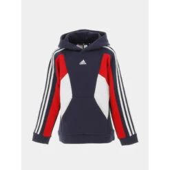 Sweat à Capuche 3S Colorblock Tricolore Bleu Marine - Adidas