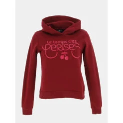 Sweat à Capuche Bordeaux Fille - Le Temps Des Cerises