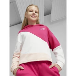 Sweat à Capuche Colorblock Cat Rose Fille - Puma