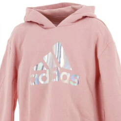 Sweat à Capuche Logo Argenté Rose Fille - Adidas -ChicFit Boutique sweat a capuche logo argente rose fille adidas 2
