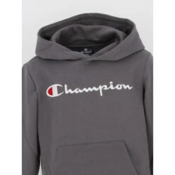 Sweat à Capuche Logo Brodé Gris Enfant - Champion -ChicFit Boutique sweat a capuche logo brode gris enfant champion 2