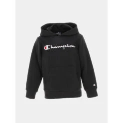Sweat à Capuche Logo Brodé Noir Enfant - Champion
