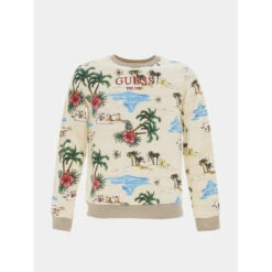 Sweat Active Allover Vacances Beige Enfant - Guess