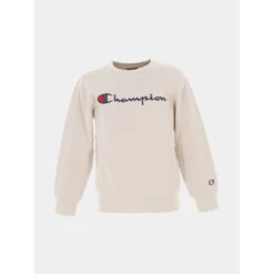 Sweat Crewneck Logo Brodé Beige Enfant - Champion