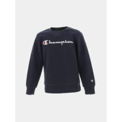 Sweat Crewneck Logo Brodé Bleu Marine Enfant - Champion