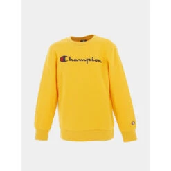 Sweat Crewneck Logo Brodé Jaune Enfant - Champion
