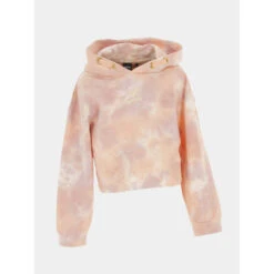 Sweat Crop à Capuche Tie And Dye Flap Rose Fille - Kaporal