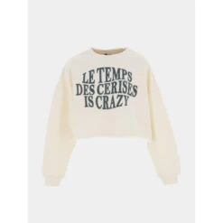 Sweat Molliegi Logo Vert Crème Fille - Le Temps Des Cerises