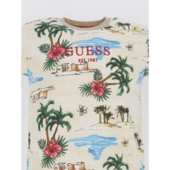 T-shirt Active Allover Vacances Beige Enfant - Guess -ChicFit Boutique t shirt active allover vacances beige enfant guess 2