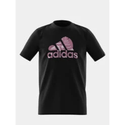 T-shirt Bos Nature Logo Rose Noir Fille - Adidas