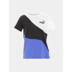 T-shirt Colorblock Cat Bleu Blanc Noir Enfant - Puma