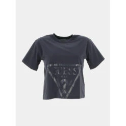 T-shirt Crop Logo Bleu Gris Foncé Fille - Guess