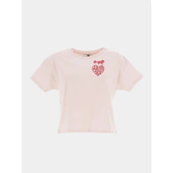 T-shirt Crop Palmagi Rose Fille - Le Temps Des Cerises