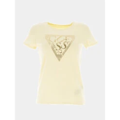 T-shirt éco Cornsilk Logo Doré Jaune Fille - Guess