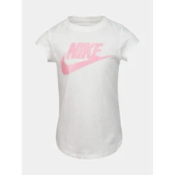 T-shirt Futura Logo Paillette Rose Blanc Fille - Nike