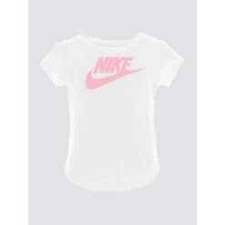 T-shirt Logo Paillette Futura Rose Blanc Fille - Nike