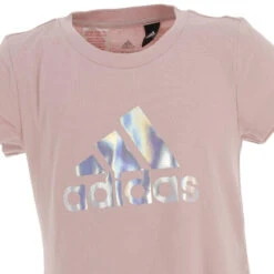 T-shirt Long Col Rond Logo Irisé Rose Fille - Adidas -ChicFit Boutique t shirt long col rond logo irise rose fille adidas 2