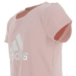 T-shirt Long Col Rond Logo Irisé Rose Fille - Adidas -ChicFit Boutique t shirt long col rond logo irise rose fille adidas 3