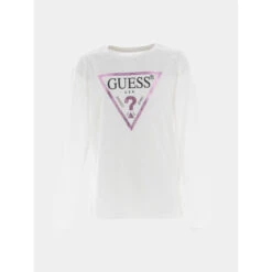 T-shirt Manches Longues Logo Blanc Fille - Guess