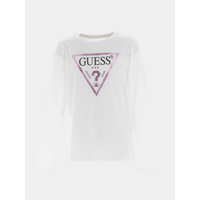 T-shirt Manches Longues Logo Blanc Fille - Guess 1 T-shirt Manches Longues Logo Blanc Fille - Guess