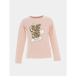 T-shirt Manches Longues Rose Doré Fille - Guess