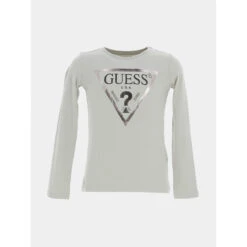 T-shirt Manches Longues Vert Argenté Enfant - Guess