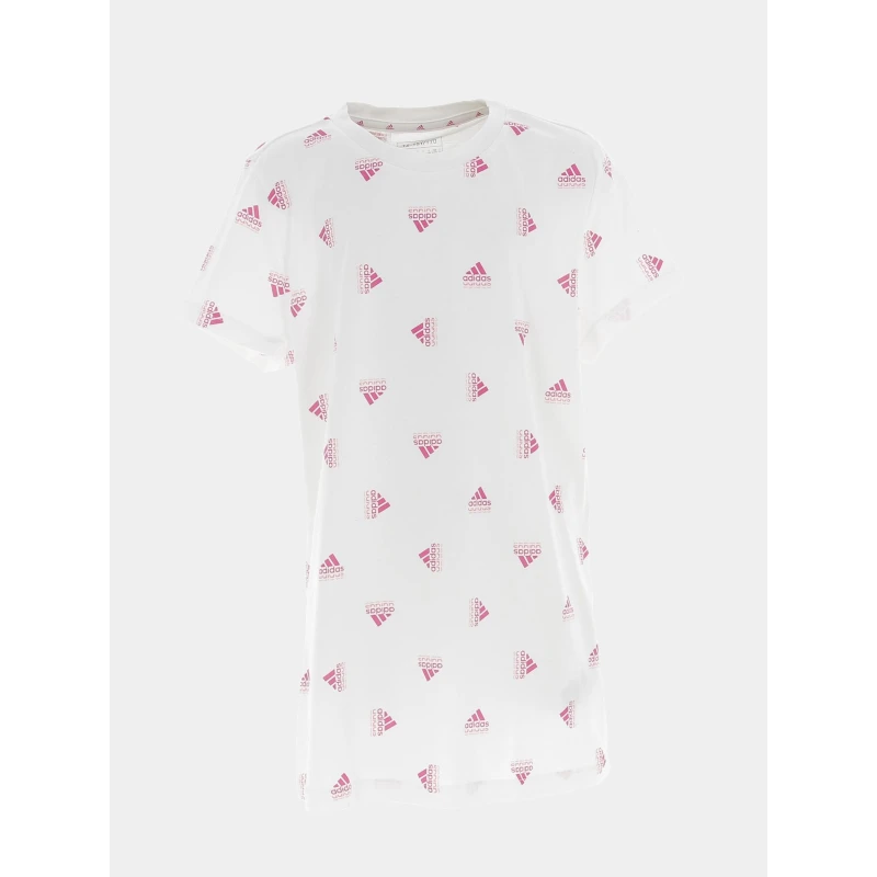 T-shirt Multi-logo Bluv Blanc Rose Fille - Adidas 1 T-shirt Multi-logo Bluv Blanc Rose Fille - Adidas