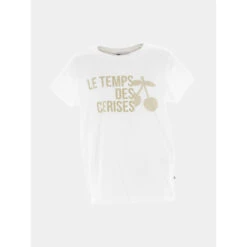 T-shirt Nastiagi Logo Doré Blanc Fille - Le Temps Des Cerises